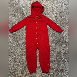 Organic Little Planet Red Hooded One Piece